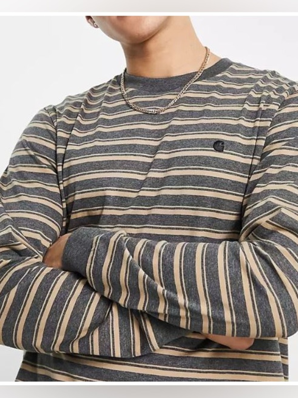 Carhartt | WIP Gleeson Striped Crewneck 100% Cotton Long Sleeve Size Small